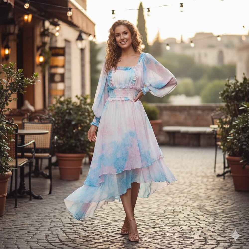Elliatt Pastel Tie-Dye Midi Dress